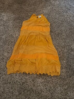 HD in Paris Mustard Yellow Lace Tiered Girls' Dress
